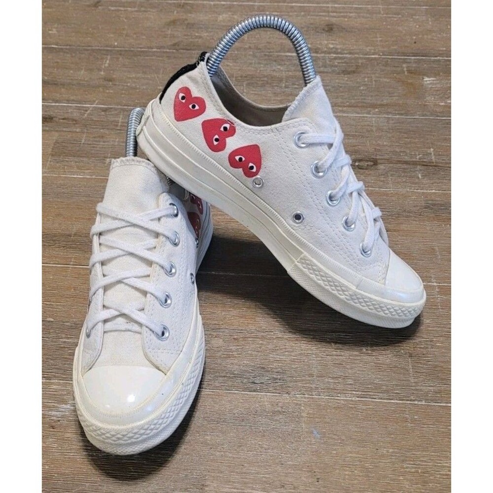 Size 6 Comme des Garçons Play x Converse Chuck 70 Top Low Multi Heart Shoes Wmns